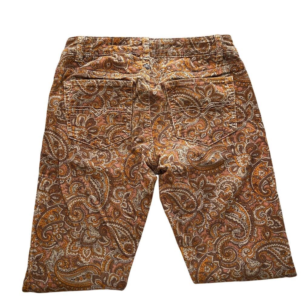 Prana Brown Paisley Trinity Corduroy Skinny Pants Size 2 - Picture 3 of 5